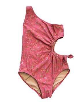 J Crew crewcuts girls pink floral print swimsuit one piece bathing suit 6-7